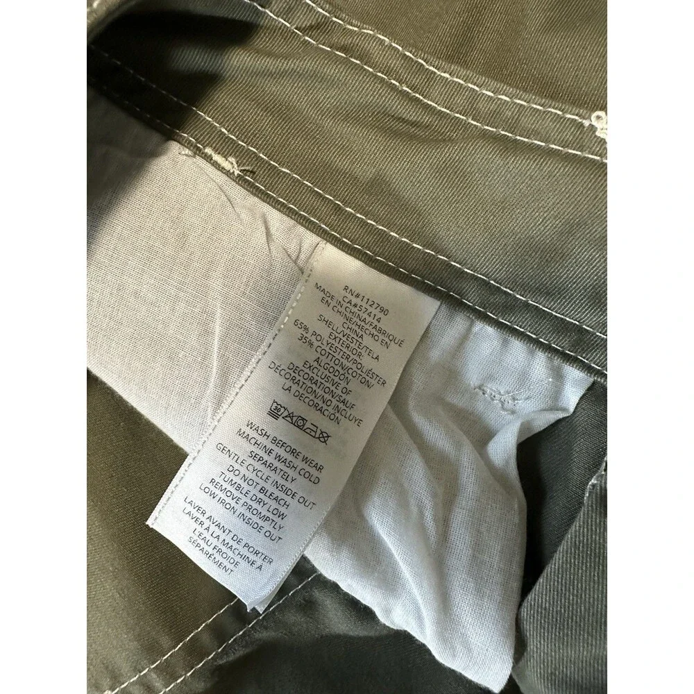 True Religion Cargo Pants Men 38x33 Kalamata Green White Stitch Straight Leg